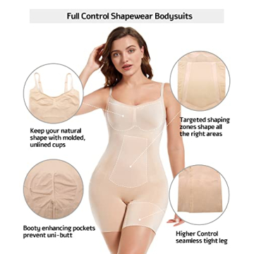 SHAPERX Bodysuit: Seamless Tummy Control Shapewear for Women