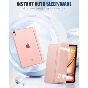 Moko for iPad Air 6th Generation 11 Inch Case M2 2024/ iPad Air 5th Gen Case 2022/iPad Air 4th Gen Case 2020,iPad Air 11" Case with Translucent Hard Back Cover,iPad Air 6/5/4 Case, Rose Pink