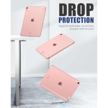 Moko for iPad Air 6th Generation 11 Inch Case M2 2024/ iPad Air 5th Gen Case 2022/iPad Air 4th Gen Case 2020,iPad Air 11" Case with Translucent Hard Back Cover,iPad Air 6/5/4 Case, Rose Pink