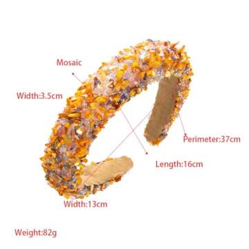 Rhinestone Headband Baroque Retro Colorful Headband Bling Diamond Padded Headband Glitter Sparkle He...