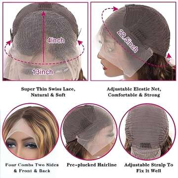 PIBERLO Ombre Lace Front Wig in Honey Blonde