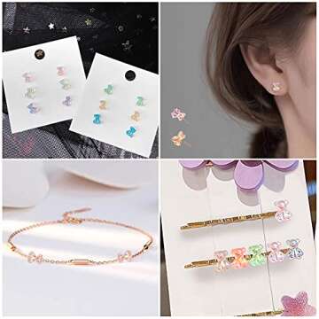 60PCS 3D Cute Bear Resin Nail Art Decorations,Crystal Aurora Gummy Bear Nail Rhinestones for Nail Art Design Manicure Decor,Nail Glitter Jelly Ornaments Bear Jewelry for Nail Charms