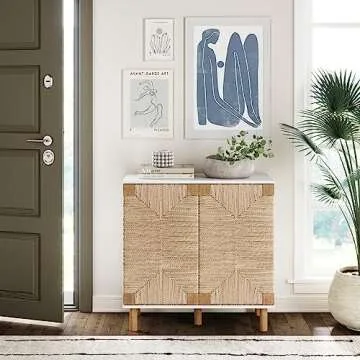 Nathan James Beacon Accent Cabinet with Seagrass Doors