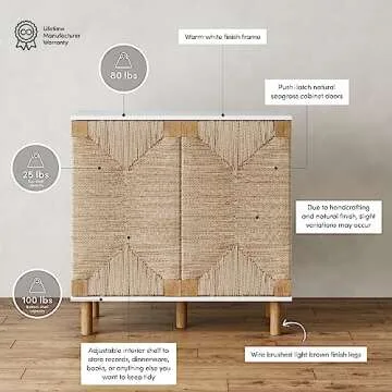 Nathan James Beacon Accent Cabinet with Seagrass Doors