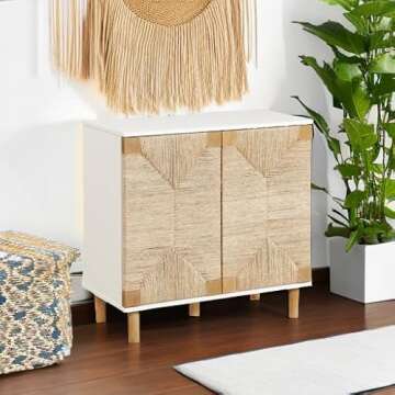 Nathan James Beacon Accent Cabinet with Seagrass Doors