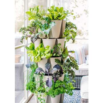 Greenstalk Patented Large 5 Tier Vertical Garden Planter with Patented Internal Watering System Great for Growing a Variety of Strawberries, Vegetables, Herbs, & Flowers (Stunning Stone)