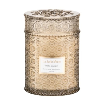 LA JOLIE MUSE Vanilla Coconut Candle - Eco-Friendly 19oz Scented Candle