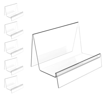 Boloyo Acrylic Display Stand with Sign Plate, 6PC Clear Display Easel Purse Display Riser Shelf, Acr...