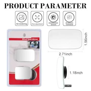 LivTee Blind Spot Mirror, Rectangle Shaped HD Glass Frameless Convex Rear View Mirror with wide angle Adjustable Stick for Cars SUV and Trucks, Pack of 2