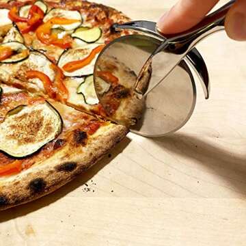 Rippl Pizza Cutter - Pizza Wheel with Ergonomic Handle - Pizza Slicer will Roll and Cut Perfectly Even Slices. Great for Any Size Pizza or Crust Thickness