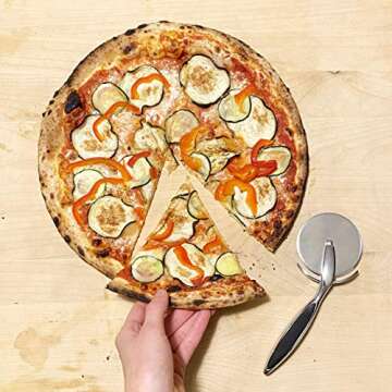 Rippl Pizza Cutter - Pizza Wheel with Ergonomic Handle - Pizza Slicer will Roll and Cut Perfectly Even Slices. Great for Any Size Pizza or Crust Thickness