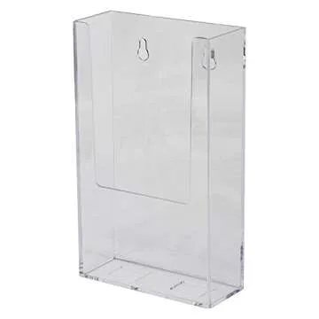 Clear-Ad - Acrylic Wall Mount Trifold Brochure Holder 4x9 (Pack of 6) - Plastic Hanging Rack Card Ho...