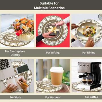 Handmade Round Beaded Placemat for Dining Table - 13 Inches Table Mat for Gathering, Occasional Decoration and Family Parties Celebrations - Brown/White