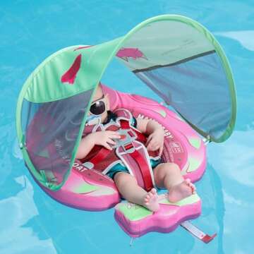 Mambobaby Dragon Fruit Baby Swim Float with Canopy