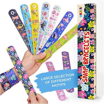 Magicat Premium Slap Bracelets - 12 Fun Snap Bracelets for Kids - Girls and Boys Birthday Party Gift...