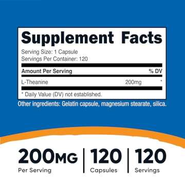 Nutricost L-Theanine 200mg, 120 Capsules, Double Strength - Non-GMO, Gluten Free