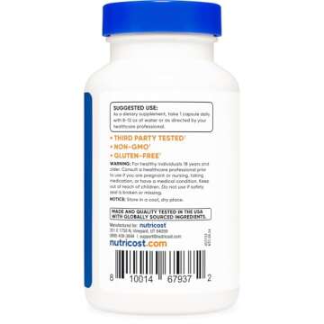 Nutricost L-Theanine 200mg, 120 Capsules, Double Strength - Non-GMO, Gluten Free