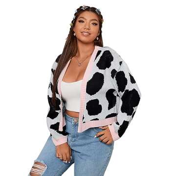 MakeMeChic Plus Size Graphic Cardigan Sweater for Women