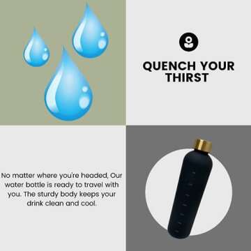 Adapta Bottle Time Marker Motivational Water Bottle 32oz Aesthetic BPA Free Frosted Plastic Water Bottle Perfect for the Gym, Sports and Outdoor Reusable and Leak proof Matte Black