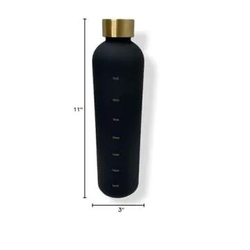 Adapta Bottle Time Marker Motivational Water Bottle 32oz Aesthetic BPA Free Frosted Plastic Water Bottle Perfect for the Gym, Sports and Outdoor Reusable and Leak proof Matte Black