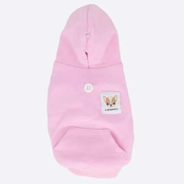 LOPHIPETS Dog Cotton Hoodies Sweatshirts for Small Dogs Chihuahua Puppy Clothes Cold Weather Coat-Pink/XS