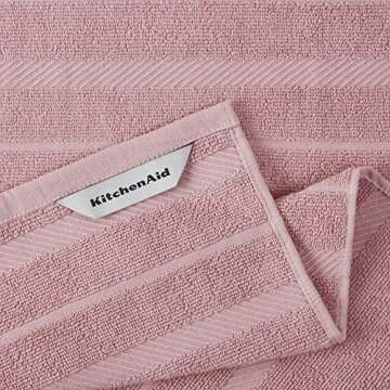 KitchenAid Albany Kitchen Towel 4-Pack Set, Dried Rose/White, 16"x26"