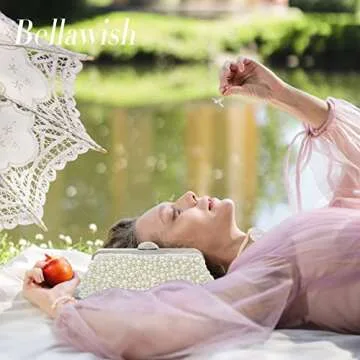 Bellawish Pearl Clutch Purses for Women Wedding Bridal Evening Clutch Handbag for Parites Prom,Ivory White