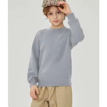 Shouldin 2-Pack Unisex Kids Crewneck Sweatshirt Long Sleeve Cotton Pullover Tops For Boys and Girls(Thin)