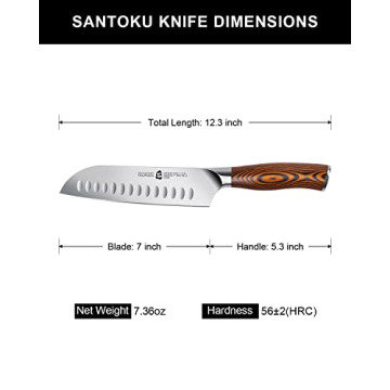 TUO 7-inch Santoku Knife High Carbon Steel Ergonomic Handle