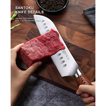 TUO 7-inch Santoku Knife High Carbon Steel Ergonomic Handle