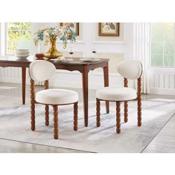 Spindle Dining Chairs Set of 2, Spool Armless Dining Room Chairs, Mid Century Vintage Upholstered Di...