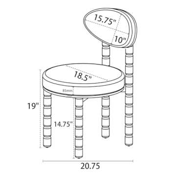 Spindle Dining Chairs Set of 2, Spool Armless Dining Room Chairs, Mid Century Vintage Upholstered Dining Chairs, Antique Curved Backrest Boucle Chairs for Kitchen Living Room Home Office(Cherry White)