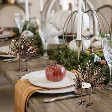 FORUP Turkey Tea Light Holders for Thanksgiving Decor