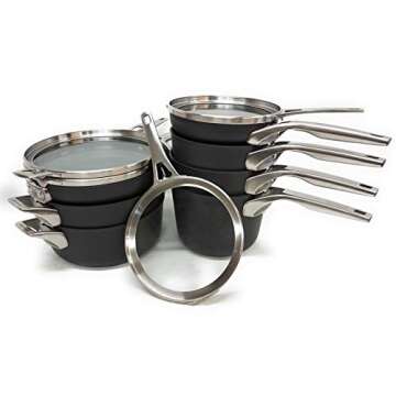 Calphalon Premier Hard Anodized Nonstick Space Saving Cookware Set 11-Piece