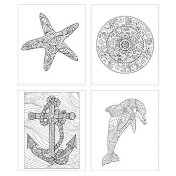 ZOCO - Gift Pack: 3 Adult Coloring Books Set with Colored Pencils - Oceans, Patterns, and Nature Coloring Books - Includes 10 Pre-sharpened Coloring Pencils