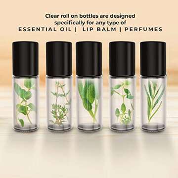 Onisavings Roll on Empty Refillable Glass Bottles - Present Your Oils in an Elegant Clear Bottle - Durable Glass Material in Affordable Price Bottles - 30 Ml Size Roller (Pack of 4)