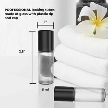 Onisavings Roll on Empty Refillable Glass Bottles - Present Your Oils in an Elegant Clear Bottle - Durable Glass Material in Affordable Price Bottles - 30 Ml Size Roller (Pack of 4)