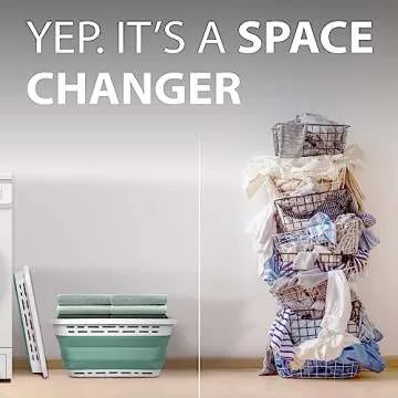 BROOKSTONE, 1 UNIT, 11 GALLONS - [OUR LARGEST BASKET EVER] 24" Collapsible Laundry Basket, Comfort Non-Slip Grip Handles, Minimalist Space Saving Design, Portable Pop-Up Hamper, [BPA FREE]