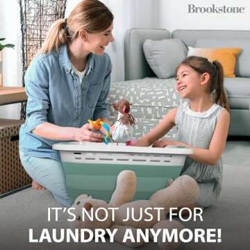 BROOKSTONE, 1 UNIT, 11 GALLONS - [OUR LARGEST BASKET EVER] 24" Collapsible Laundry Basket, Comfort Non-Slip Grip Handles, Minimalist Space Saving Design, Portable Pop-Up Hamper, [BPA FREE]