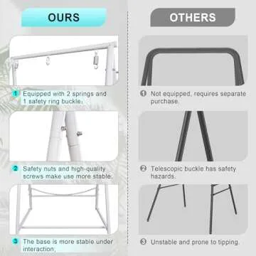 YOXIFOC Reinforced Base & Triangular Structure Hammock Stand with 2 Storage Baskets, Swing Stand with 3 Hooks Fit for Most Hanging Chair for Oudoor&Indoor (Stand Only) (White)