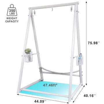 YOXIFOC Reinforced Base & Triangular Structure Hammock Stand with 2 Storage Baskets, Swing Stand with 3 Hooks Fit for Most Hanging Chair for Oudoor&Indoor (Stand Only) (White)