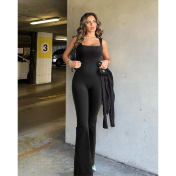 Shop OMKAGI Women Ribbed Flare Jumpsuit for All Occasions