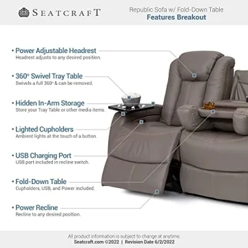 Seatcraft Republic Italian Leather Home Theater Sofa