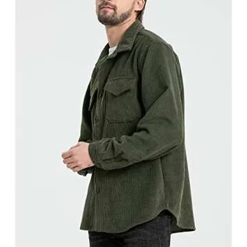 Ladyful Men's Stylish Corduroy Long Sleeve Shirt