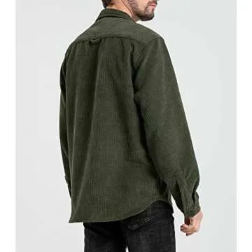 Ladyful Men's Stylish Corduroy Long Sleeve Shirt