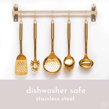 Gold Cooking Utensils with Gold Measuring Cups and Spoons Set (13-Pieces), Gold Kitchen Accessories with Metal Measuring Cups and Spoons Set and Gold Kitchen Utensils