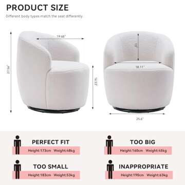 FOXHUNTER Swivel Barrel Chair, 360° Small Single Sofa Armchair Comfy Round Sofa Chair, Boucle Chair...