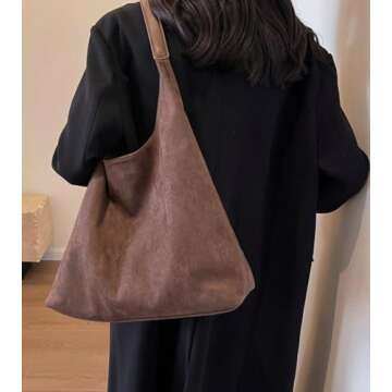 Large Tote Bag For Women Shoulder Bags For Women Simple Underarm Bag Casual Work Purse Suede Handbag...