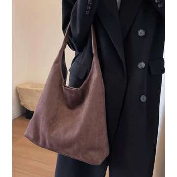 Large Tote Bag For Women Shoulder Bags For Women Simple Underarm Bag Casual Work Purse Suede Handbag Top Handle Travel Winter
