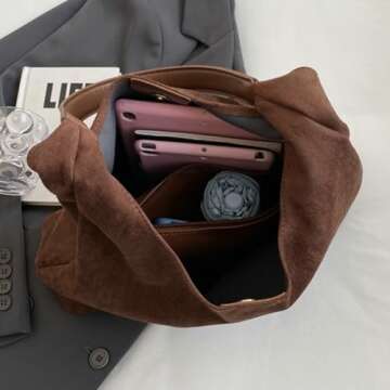 Large Tote Bag For Women Shoulder Bags For Women Simple Underarm Bag Casual Work Purse Suede Handbag Top Handle Travel Winter